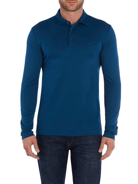 michael kors sleek long sleeve polo shirt|Men's Designer T.